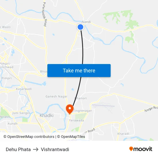 Dehu Phata to Vishrantwadi map