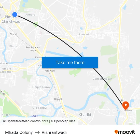 Mhada Colony to Vishrantwadi map