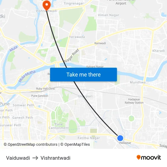 Vaiduwadi to Vishrantwadi map