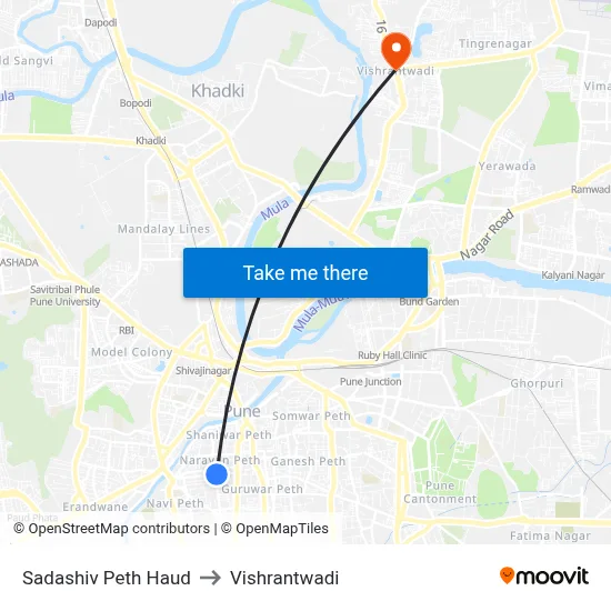 Sadashiv Peth Haud to Vishrantwadi map