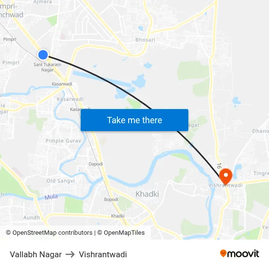 Vallabh Nagar to Vishrantwadi map