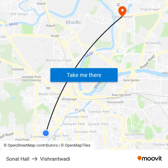 Sonal Hall to Vishrantwadi map