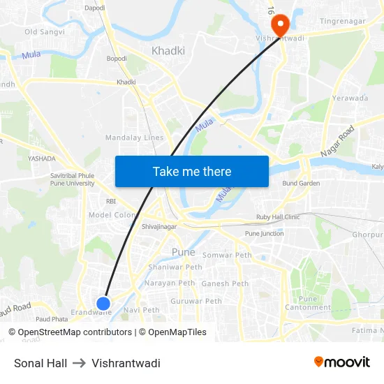 Sonal Hall to Vishrantwadi map