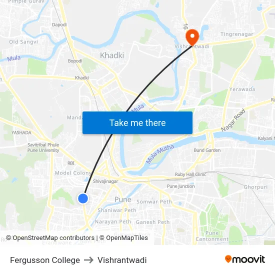 Fergusson College to Vishrantwadi map