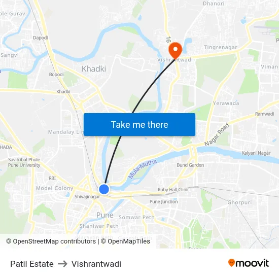 Patil Estate to Vishrantwadi map