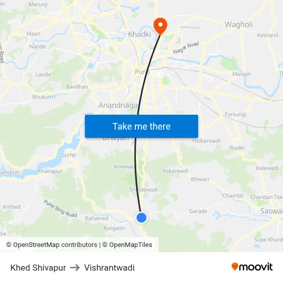 Khed Shivapur to Vishrantwadi map
