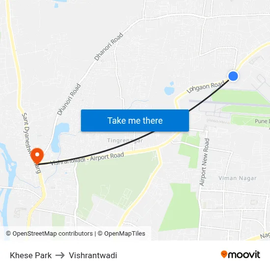 Khese Park to Vishrantwadi map