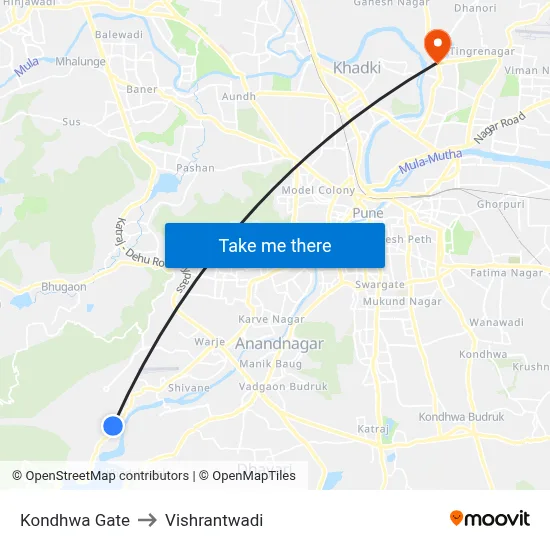 Kondhwa Gate to Vishrantwadi map