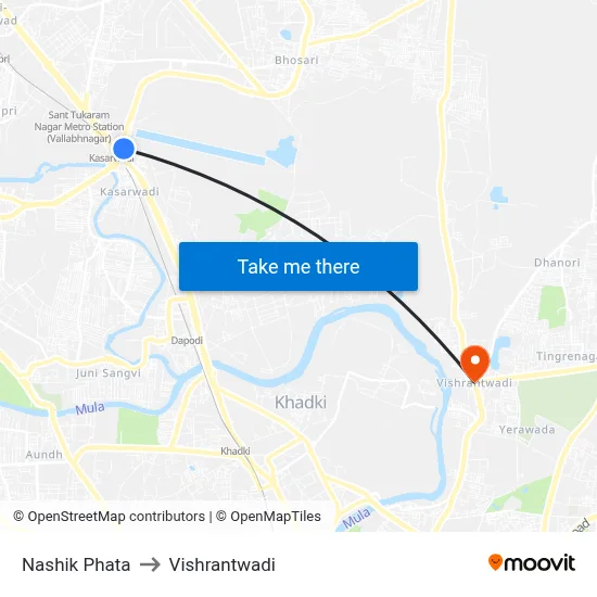 Nashik Phata to Vishrantwadi map