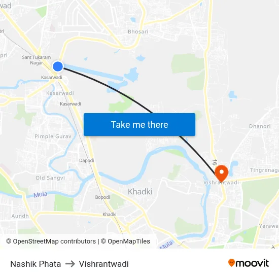 Nashik Phata to Vishrantwadi map