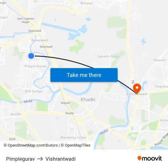 Pimplegurav to Vishrantwadi map