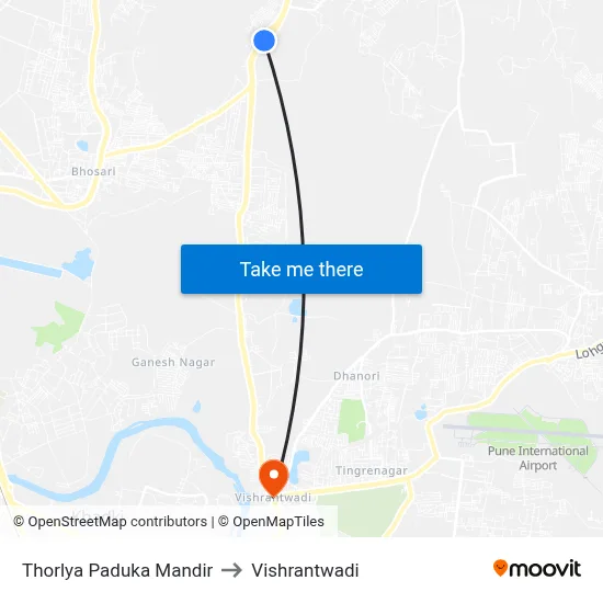 Thorlya Paduka Mandir to Vishrantwadi map