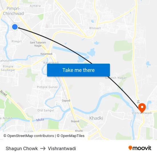 Shagun Chowk to Vishrantwadi map