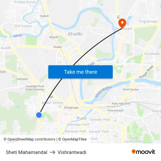 Sheti Mahamandal to Vishrantwadi map