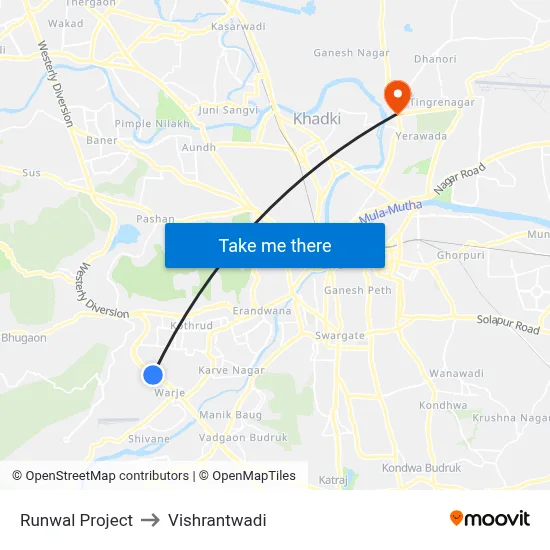 Runwal Project to Vishrantwadi map