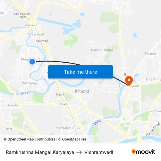 Ramkrushna Mangal Karyalaya to Vishrantwadi map