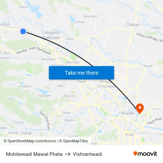 Mohitewadi Mawal Phata to Vishrantwadi map