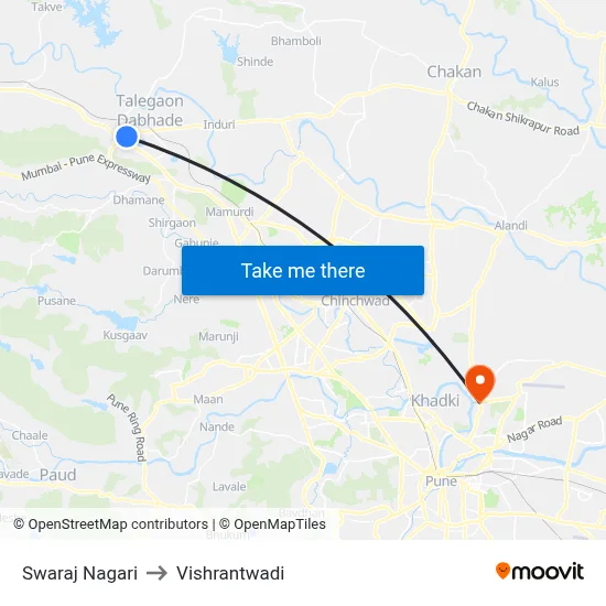 Swaraj Nagari to Vishrantwadi map