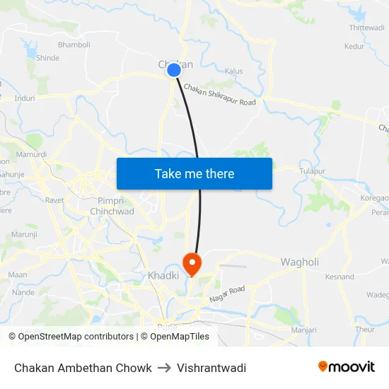 Chakan Ambethan Chowk to Vishrantwadi map