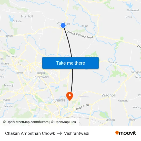 Chakan Ambethan Chowk to Vishrantwadi map