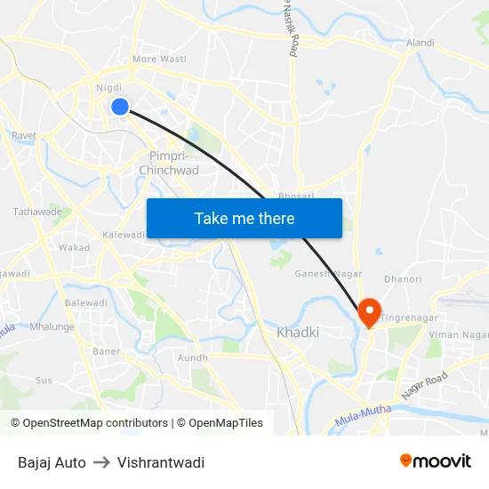 Bajaj Auto to Vishrantwadi map