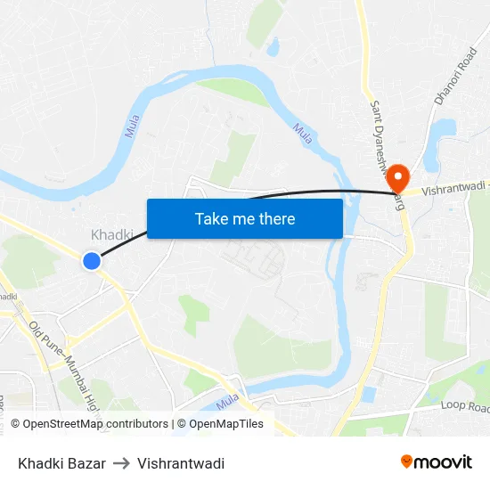Khadki Bazar to Vishrantwadi map