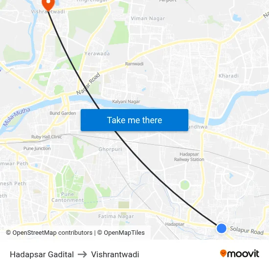 Hadapsar Gadital to Vishrantwadi map