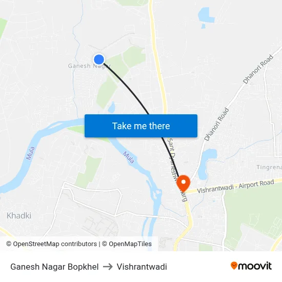 Ganesh Nagar Bopkhel to Vishrantwadi map