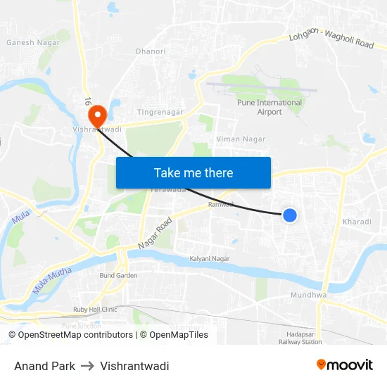 Anand Park to Vishrantwadi map