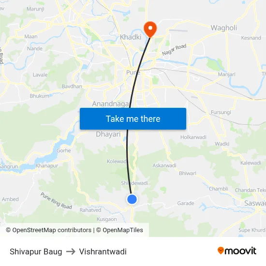 Shivapur Baug to Vishrantwadi map