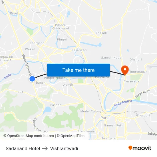 Sadanand Hotel to Vishrantwadi map