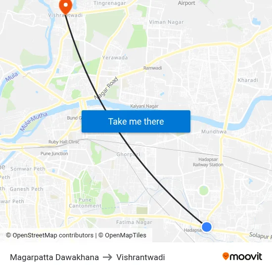 Magarpatta Dawakhana to Vishrantwadi map