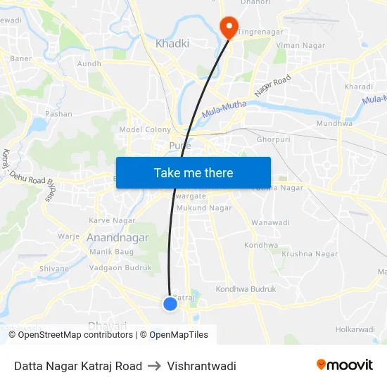 Datta Nagar Katraj Road to Vishrantwadi map