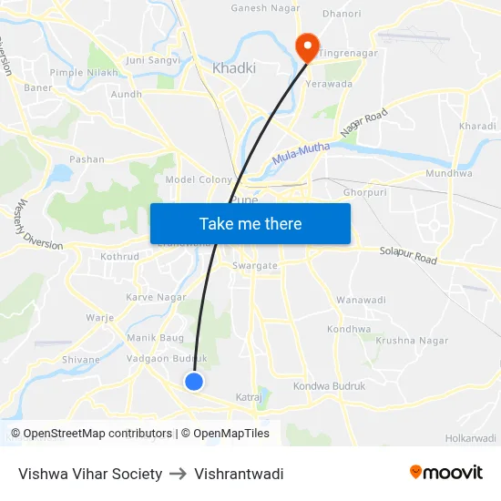 Vishwa Vihar Society to Vishrantwadi map