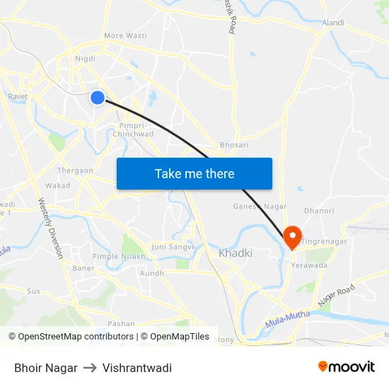 Bhoir Nagar to Vishrantwadi map