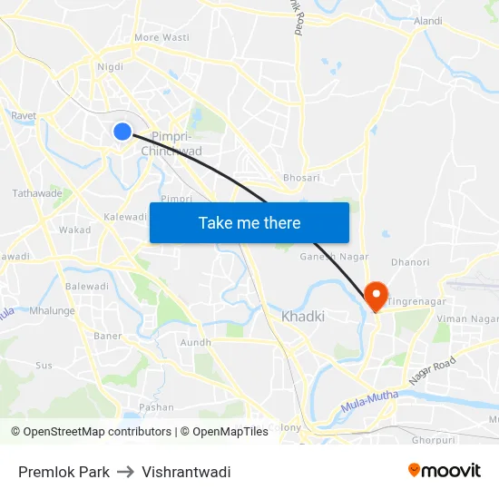 Premlok Park to Vishrantwadi map