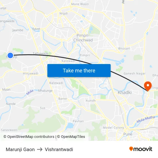 Marunji Gaon to Vishrantwadi map
