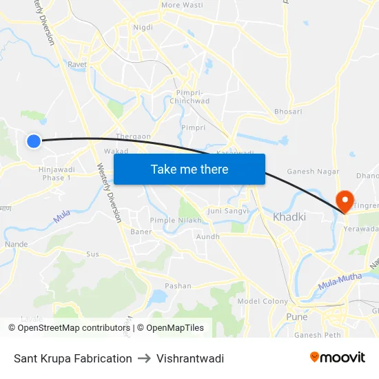 Sant Krupa Fabrication to Vishrantwadi map