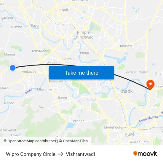 Wipro Company Circle to Vishrantwadi map