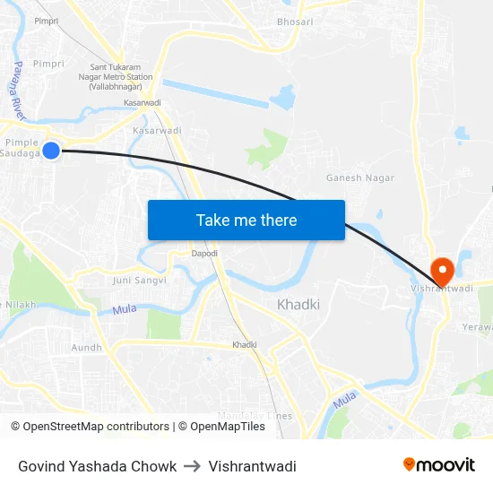 Govind Yashada Chowk to Vishrantwadi map