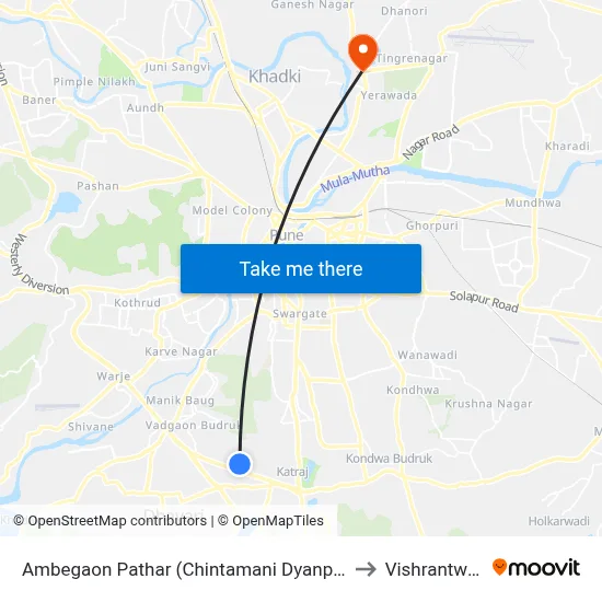 Ambegaon Pathar to Vishrantwadi map