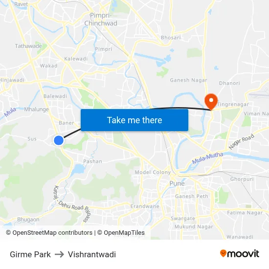 Girme Park to Vishrantwadi map