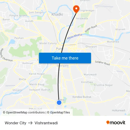 Wonder City to Vishrantwadi map