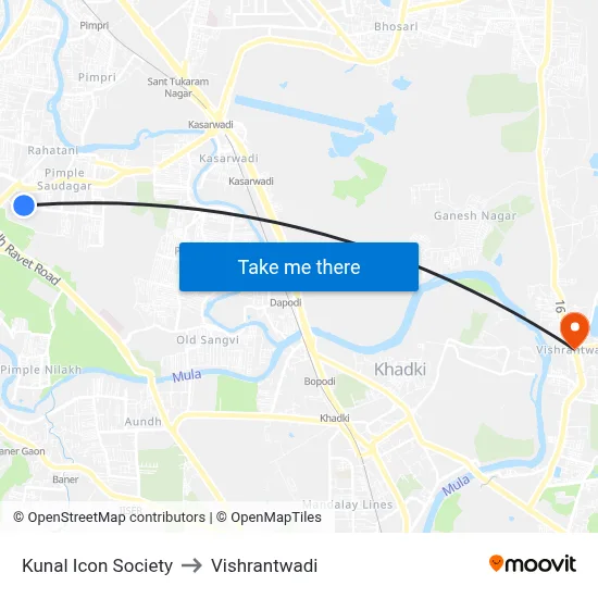 Kunal Icon Society to Vishrantwadi map