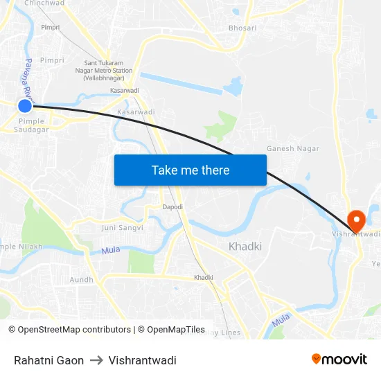 Rahatni Gaon to Vishrantwadi map