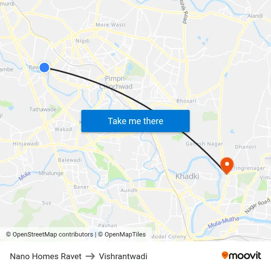 Nano Homes Ravet to Vishrantwadi map