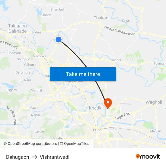 Dehugaon to Vishrantwadi map