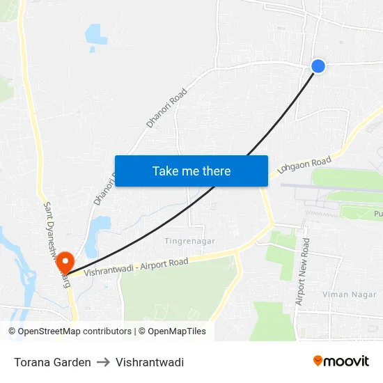 Torana Garden to Vishrantwadi map