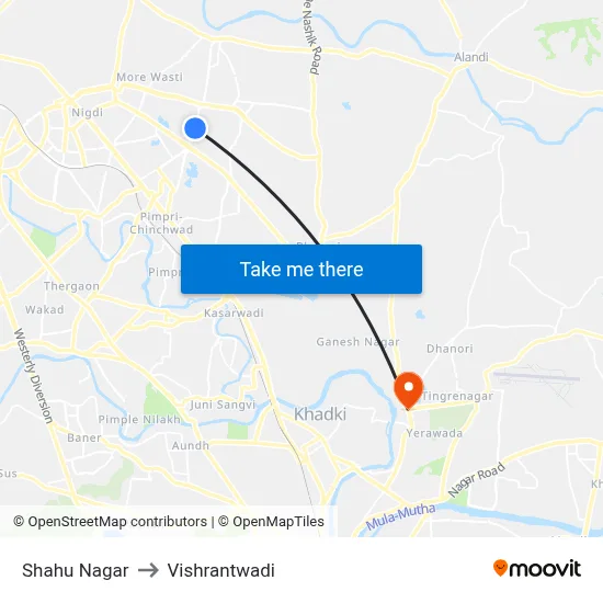 Shahu Nagar to Vishrantwadi map