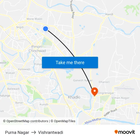 Purna Nagar to Vishrantwadi map